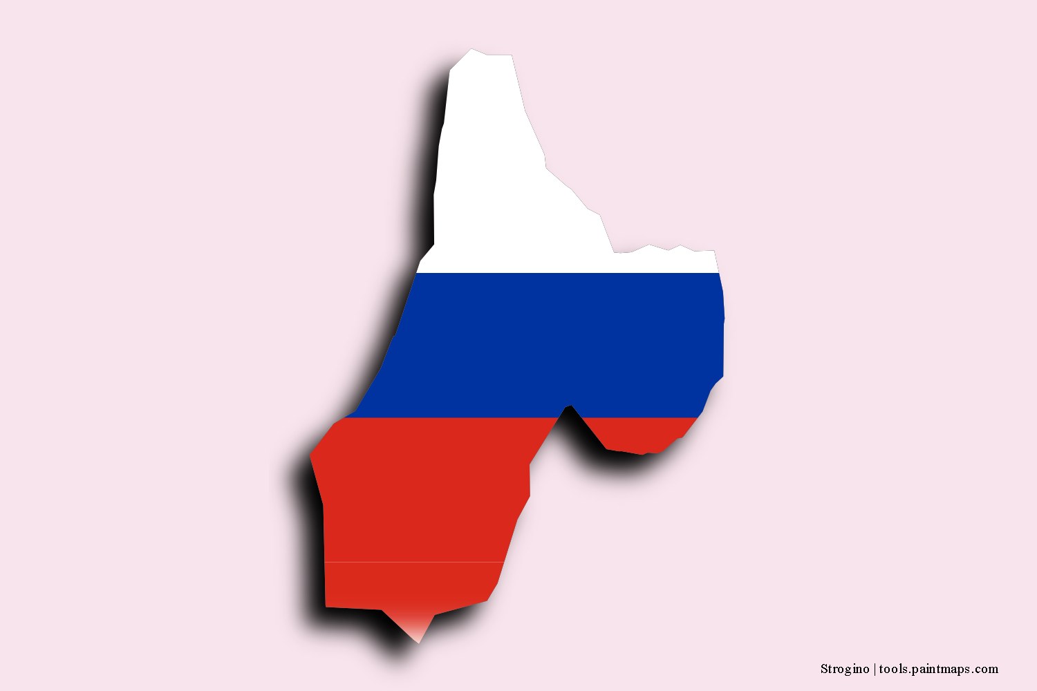 flag map of Strogino with 3D shadow effect