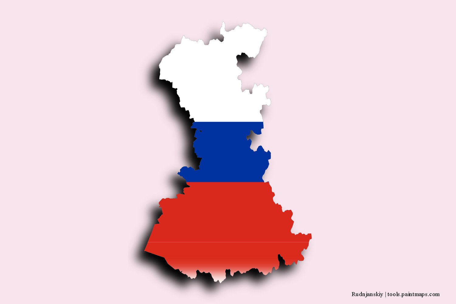 Mapa de la bandera de Rudnjanskiy con efecto de sombra 3D