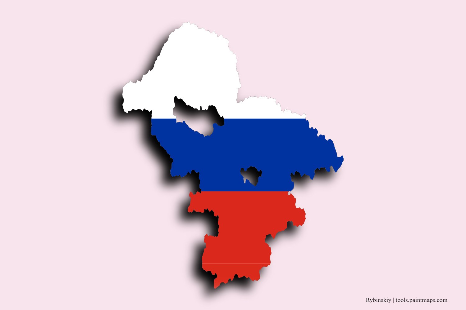 flag map of Rybinskiy with 3D shadow effect