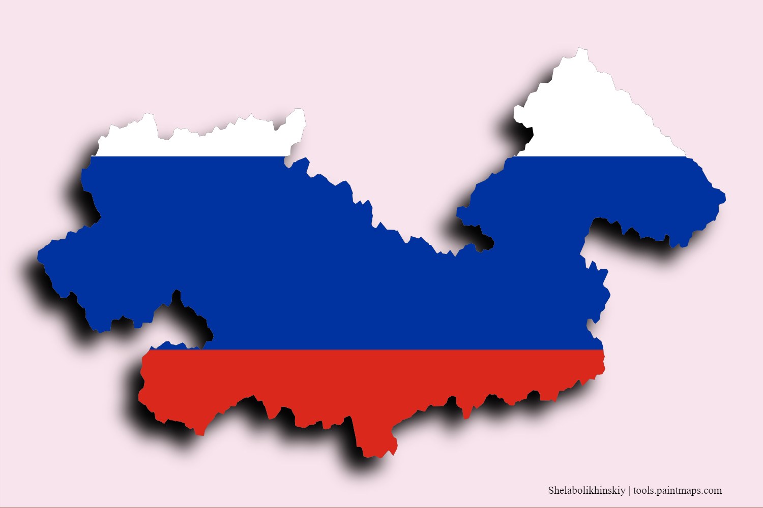 Mapa de la bandera de Shelabolikhinskiy con efecto de sombra 3D