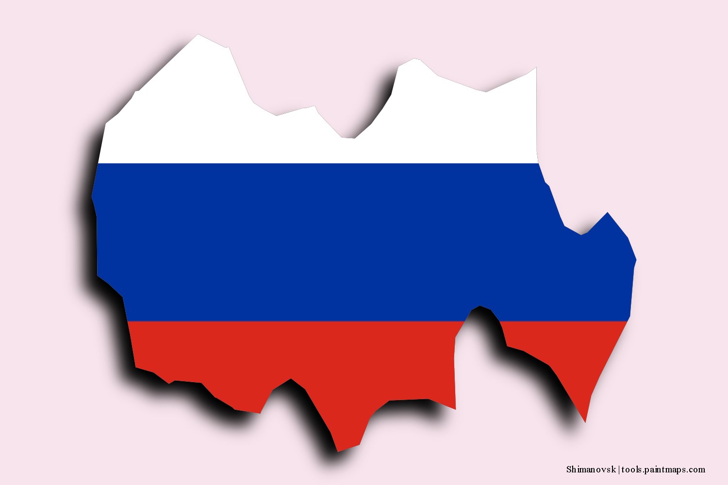 flag map of Shimanovsk with 3D shadow effect