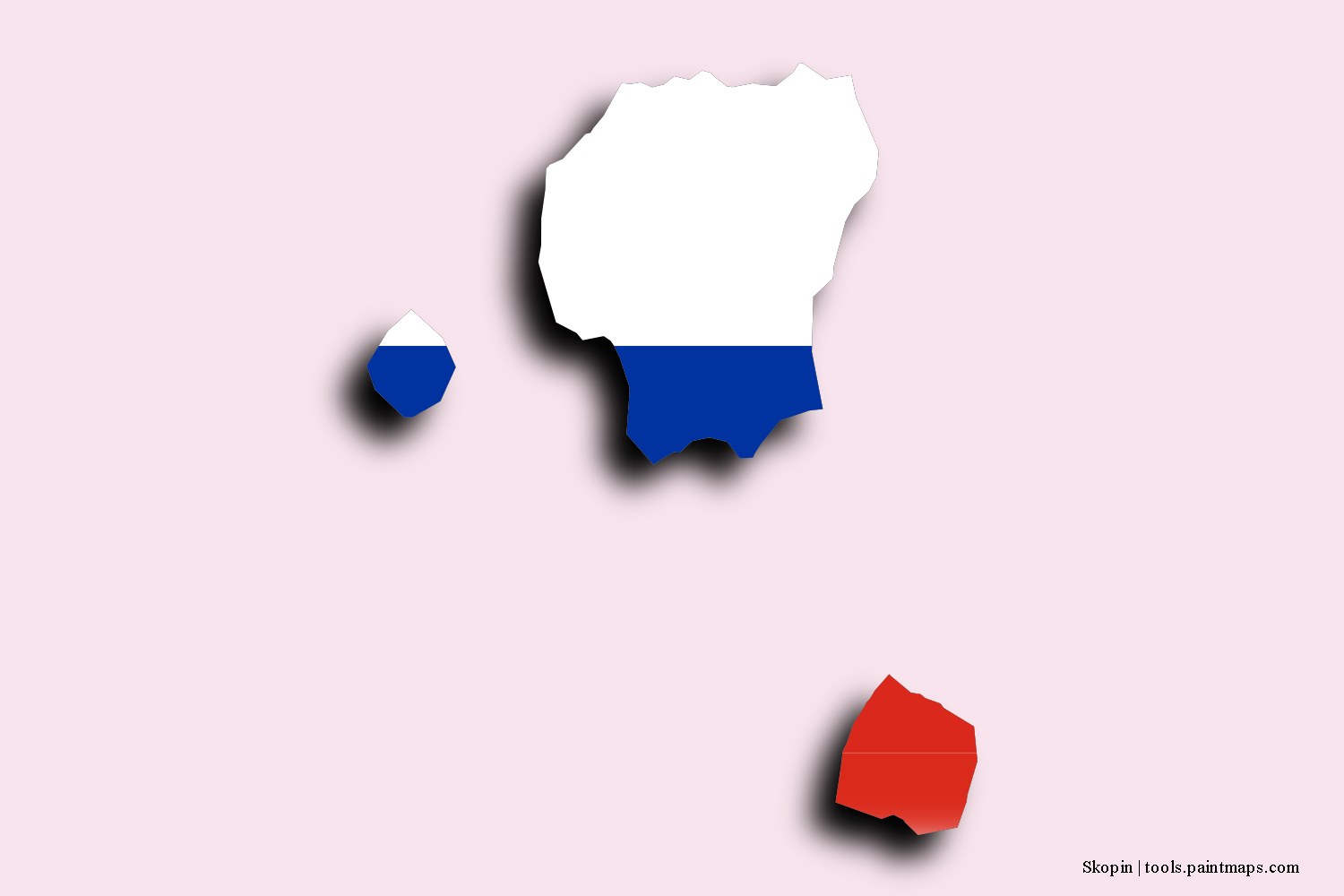 Mapa de la bandera de Skopin con efecto de sombra 3D