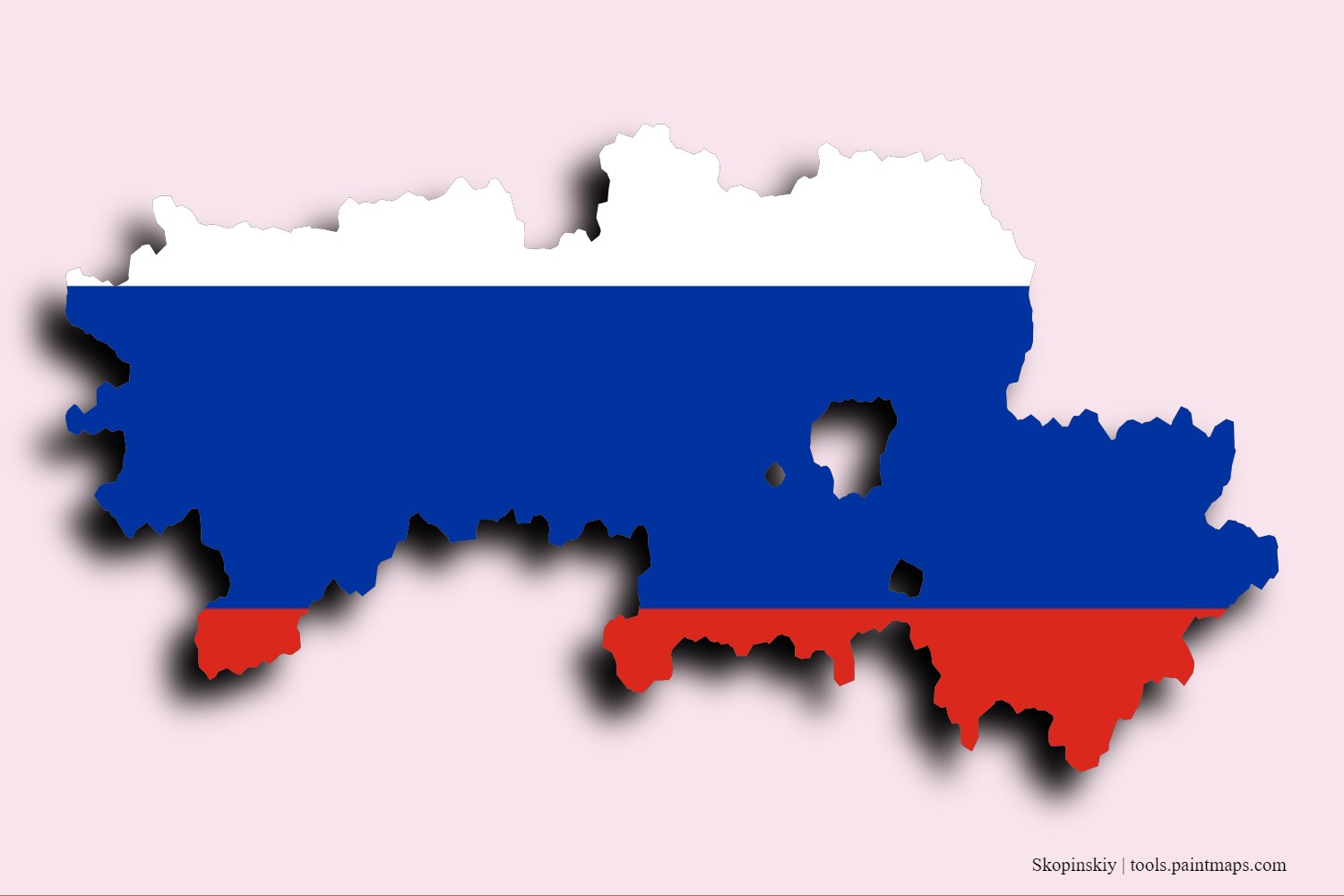 flag map of Skopinskiy with 3D shadow effect