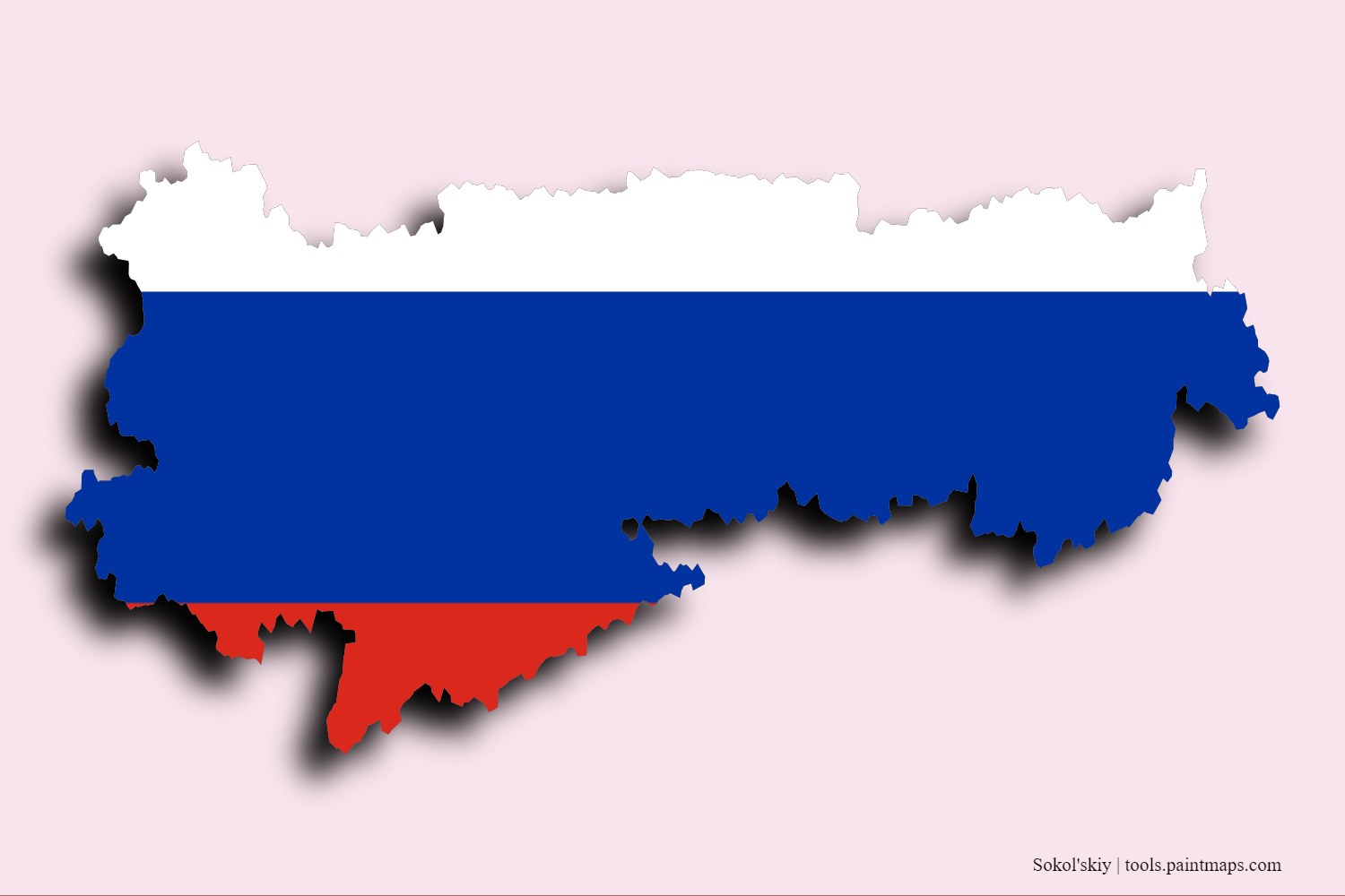 flag map of Sokol'skiy with 3D shadow effect