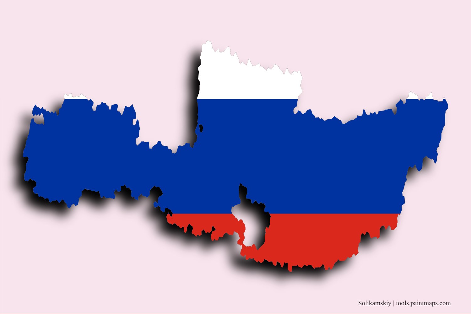 flag map of Solikamskiy with 3D shadow effect