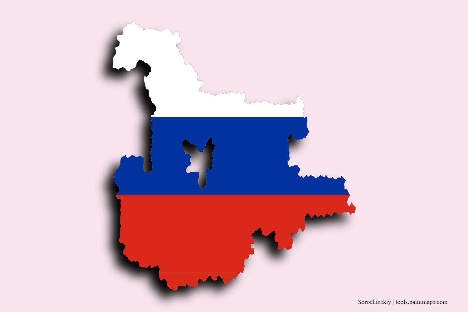 Mapa de la bandera de Sorochinskiy con efecto de sombra 3D