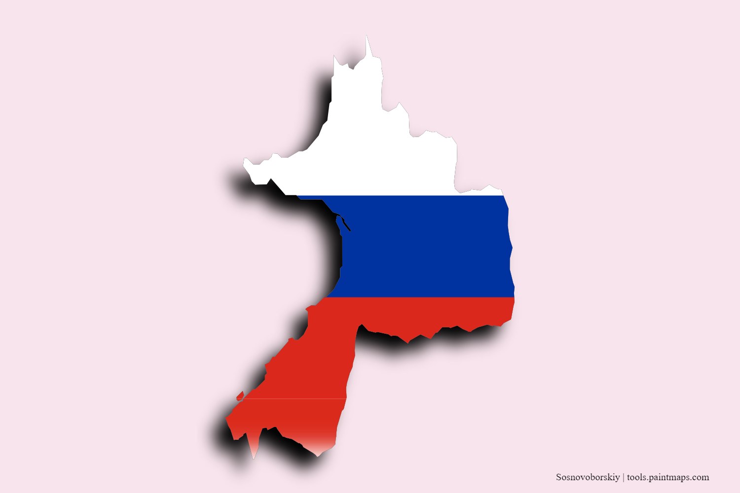 flag map of Sosnovoborskiy with 3D shadow effect