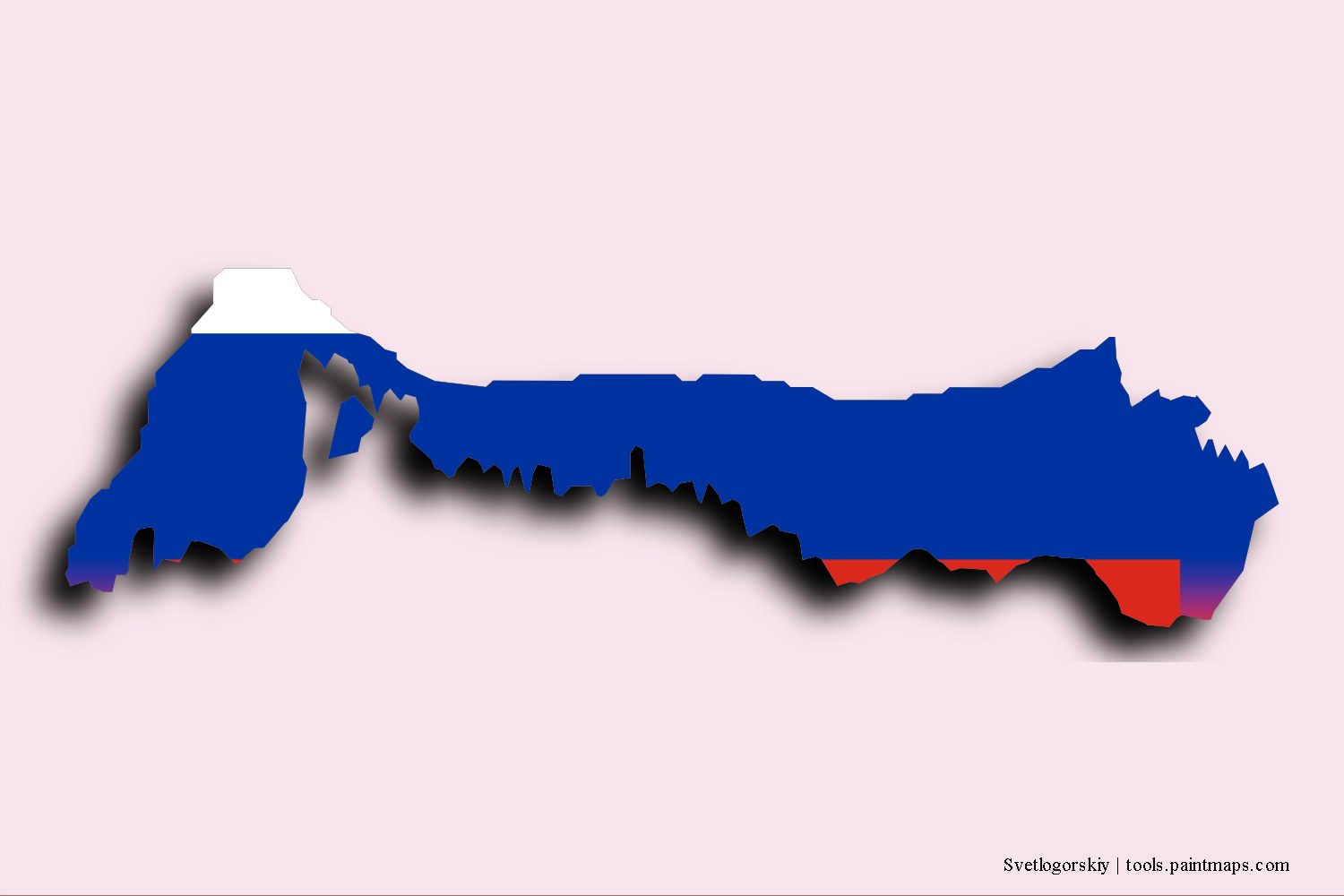 flag map of Svetlogorskiy with 3D shadow effect