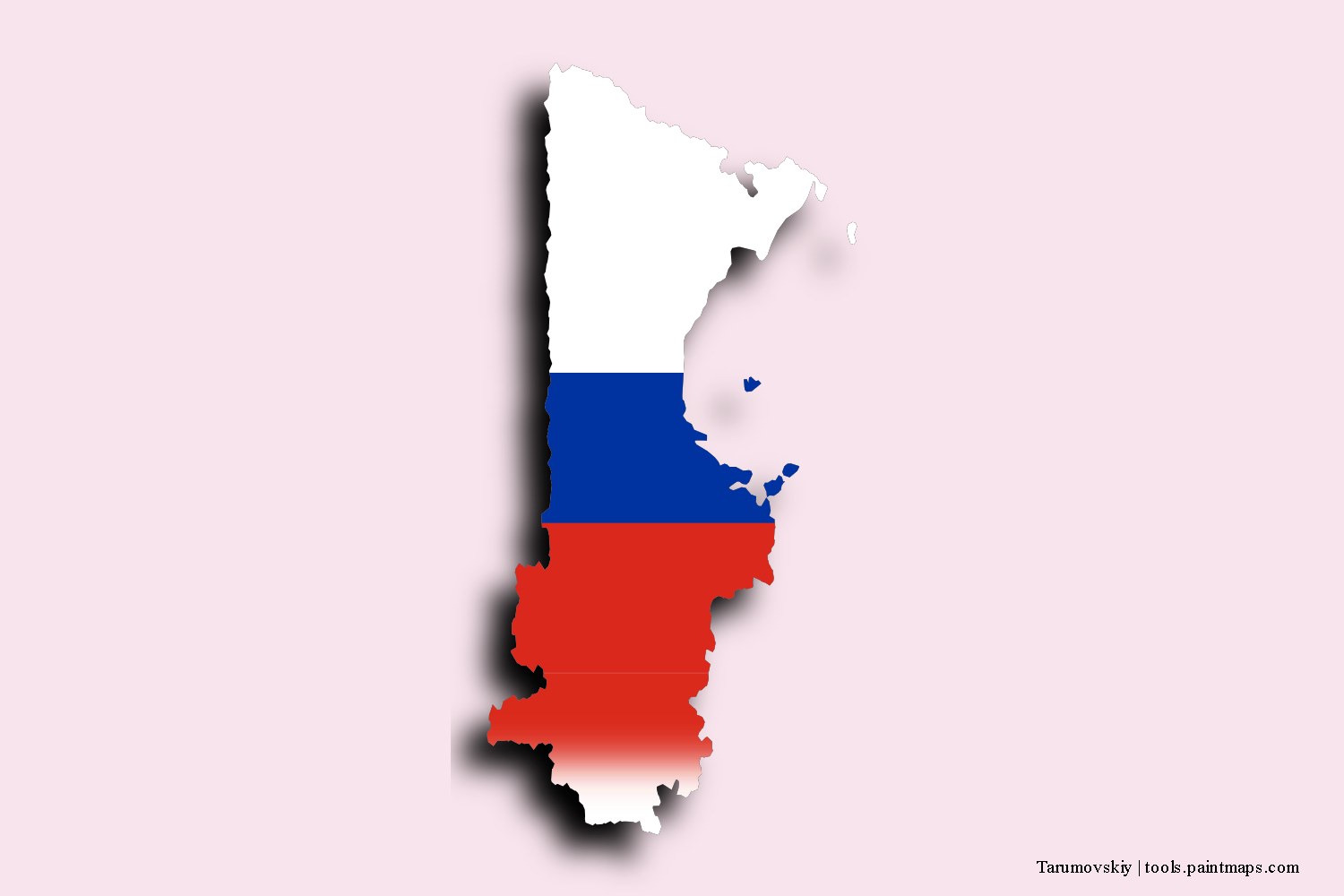 Mapa de la bandera de Tarumovskiy con efecto de sombra 3D