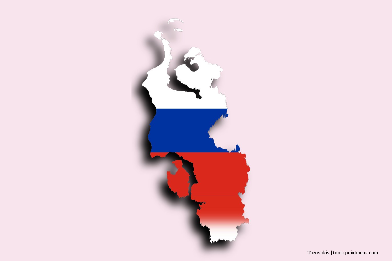 flag map of Tazovskiy with 3D shadow effect