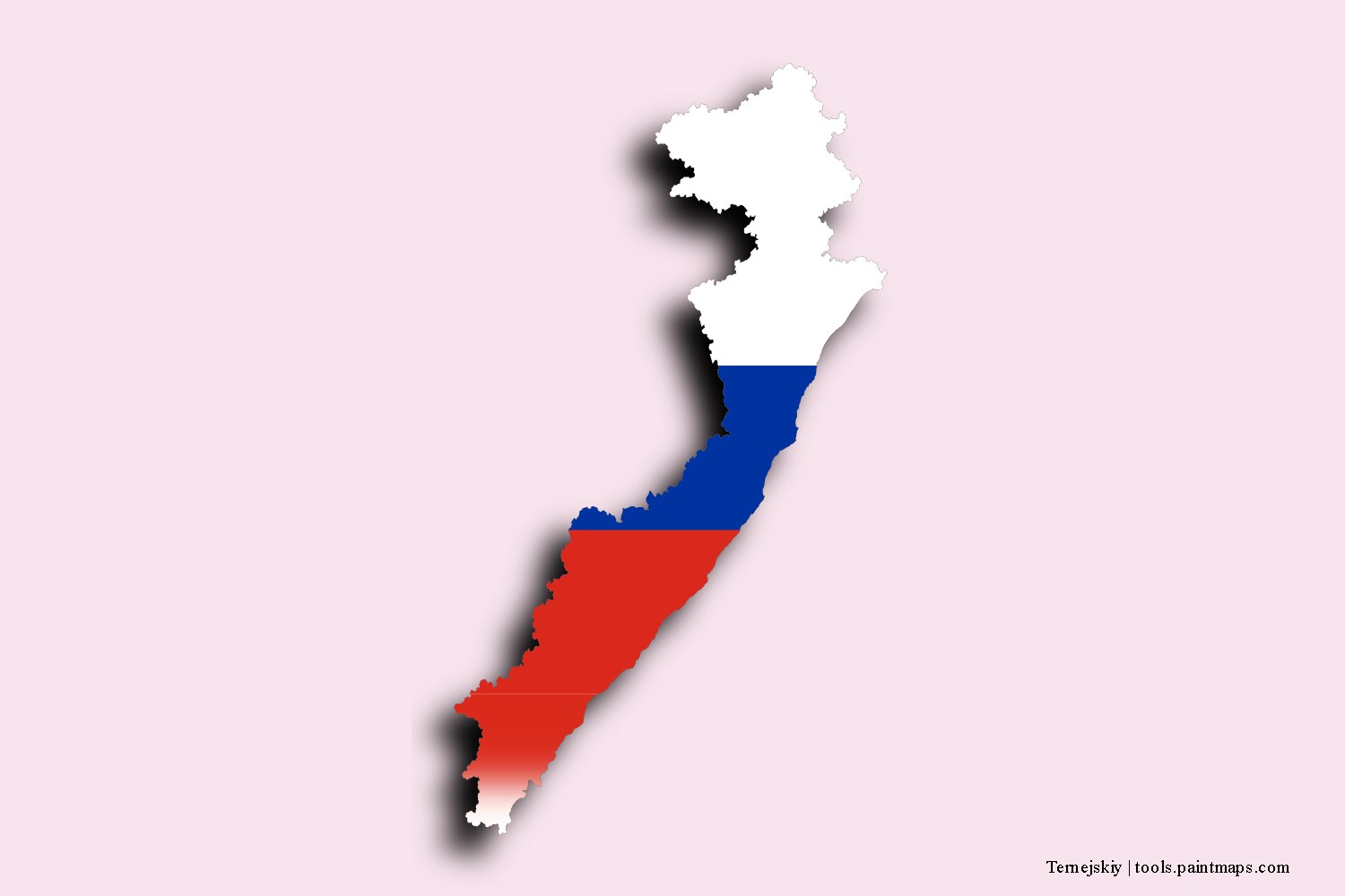 Mapa de la bandera de Ternejskiy con efecto de sombra 3D