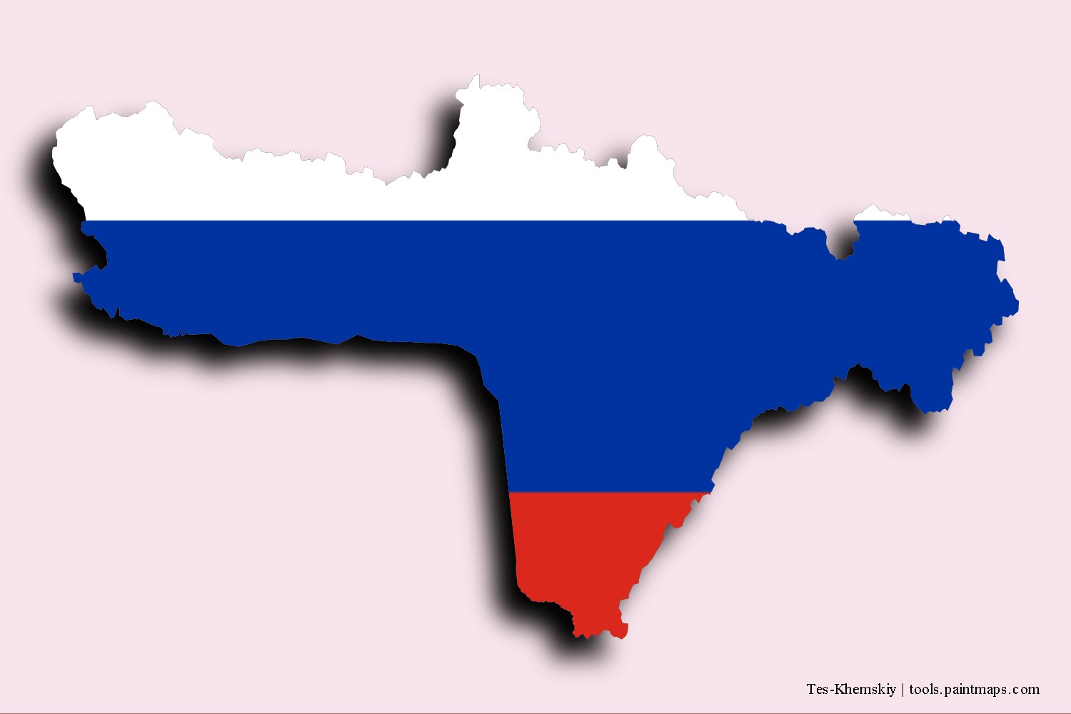 Mapa de la bandera de Tes-Khemskiy con efecto de sombra 3D