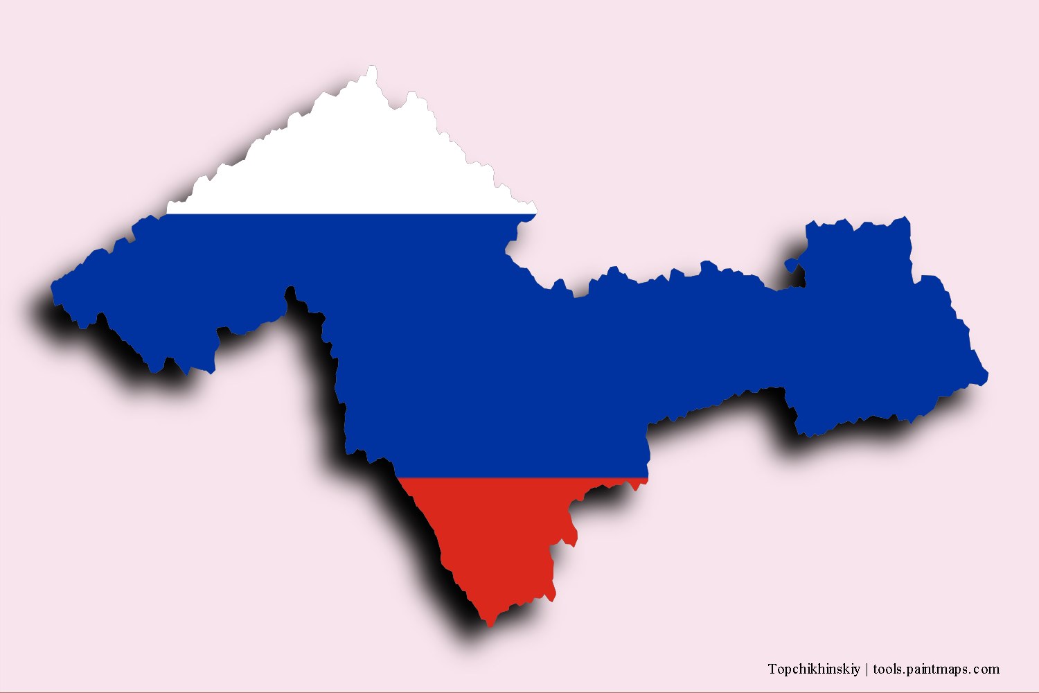 Mapa de la bandera de Topchikhinskiy con efecto de sombra 3D