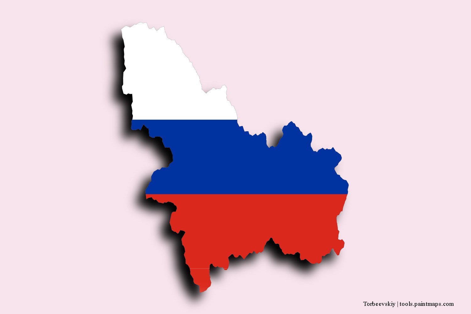 Mapa de la bandera de Torbeevskiy con efecto de sombra 3D