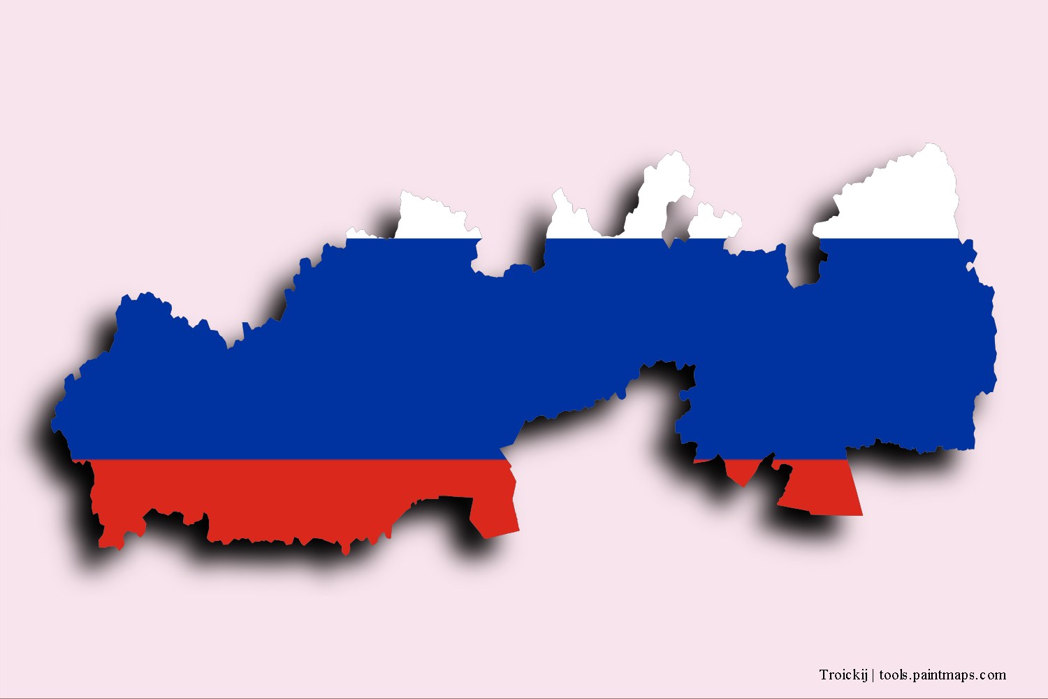 Mapa de la bandera de Troickij con efecto de sombra 3D