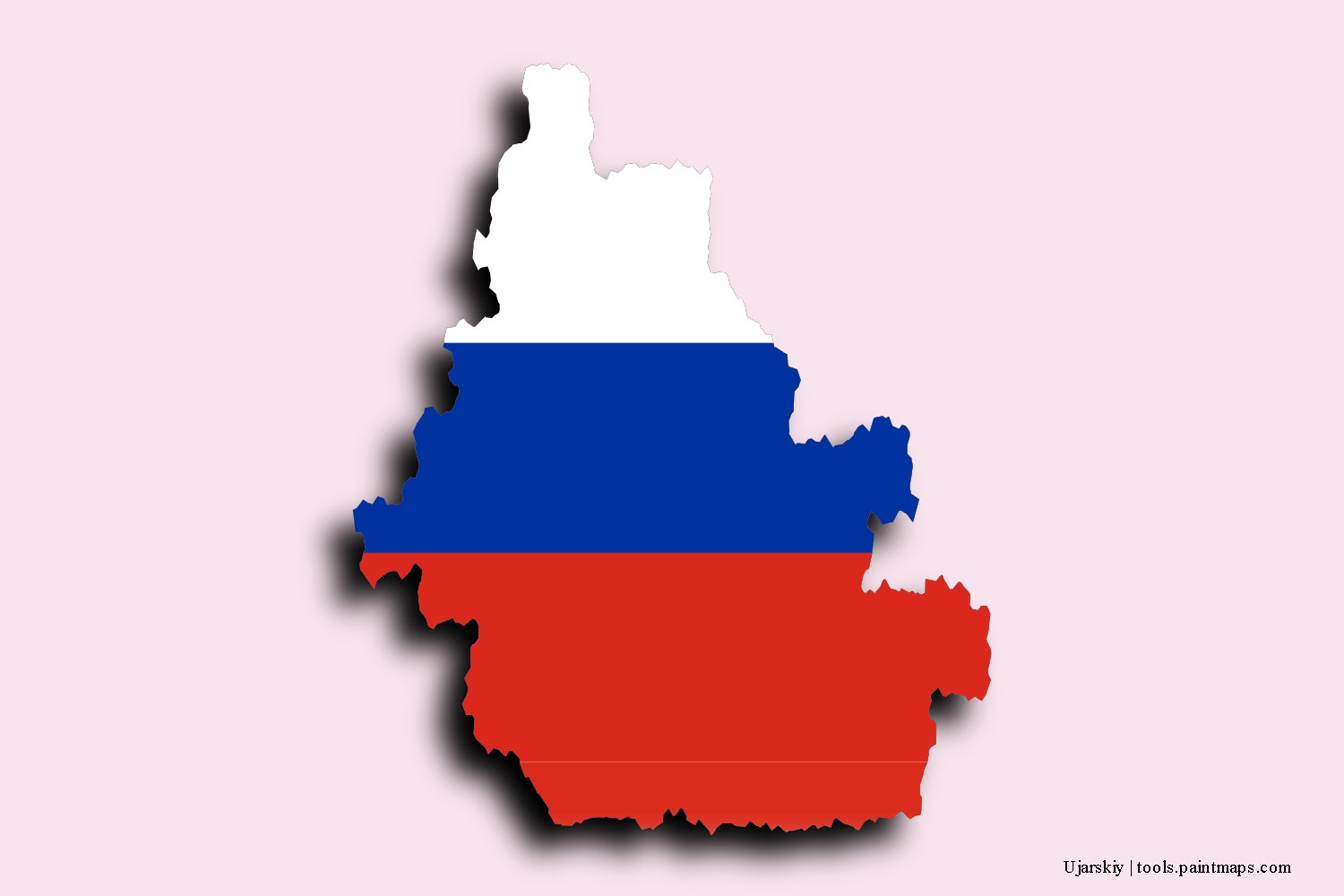 flag map of Ujarskiy with 3D shadow effect