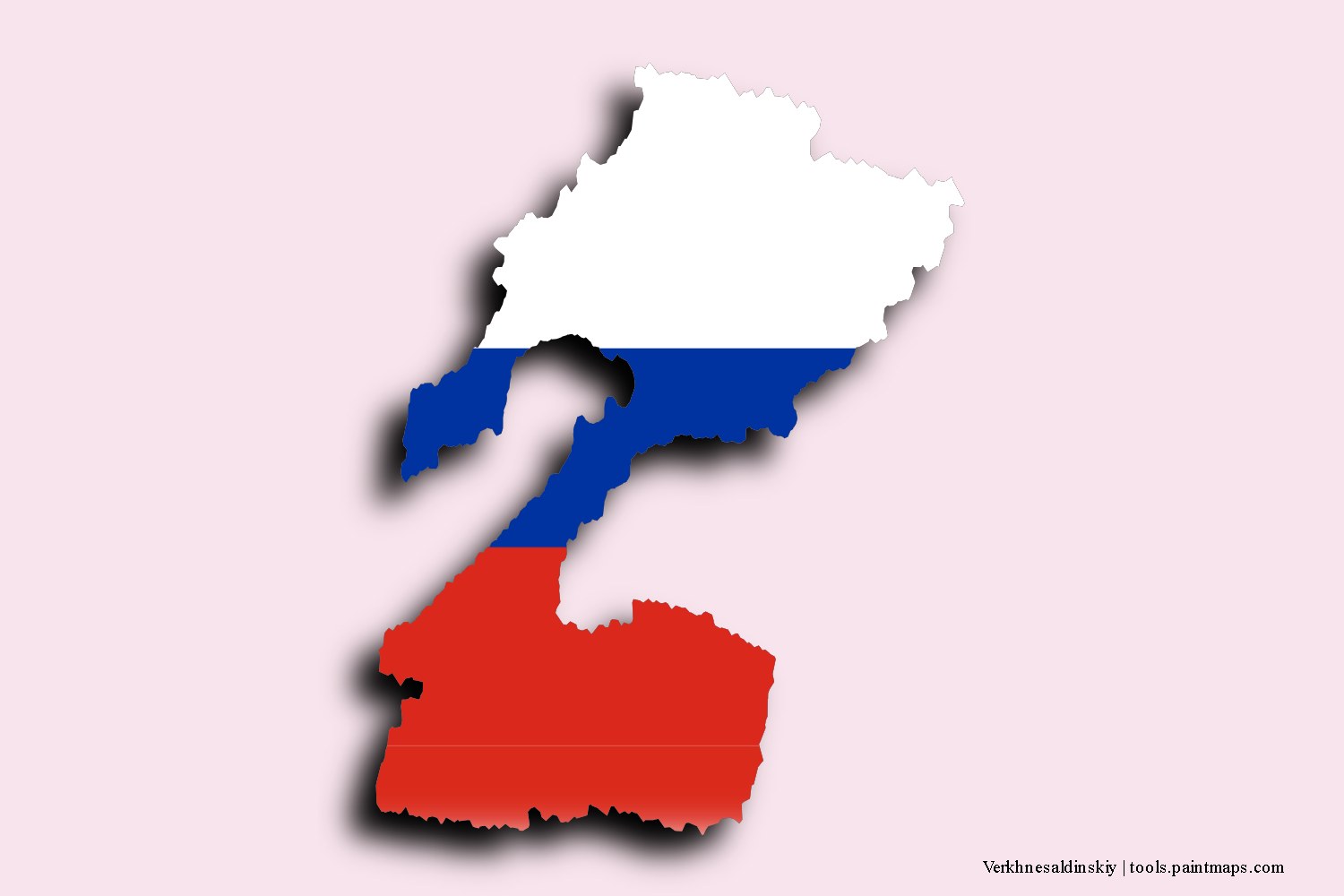 flag map of Verkhnesaldinskiy with 3D shadow effect