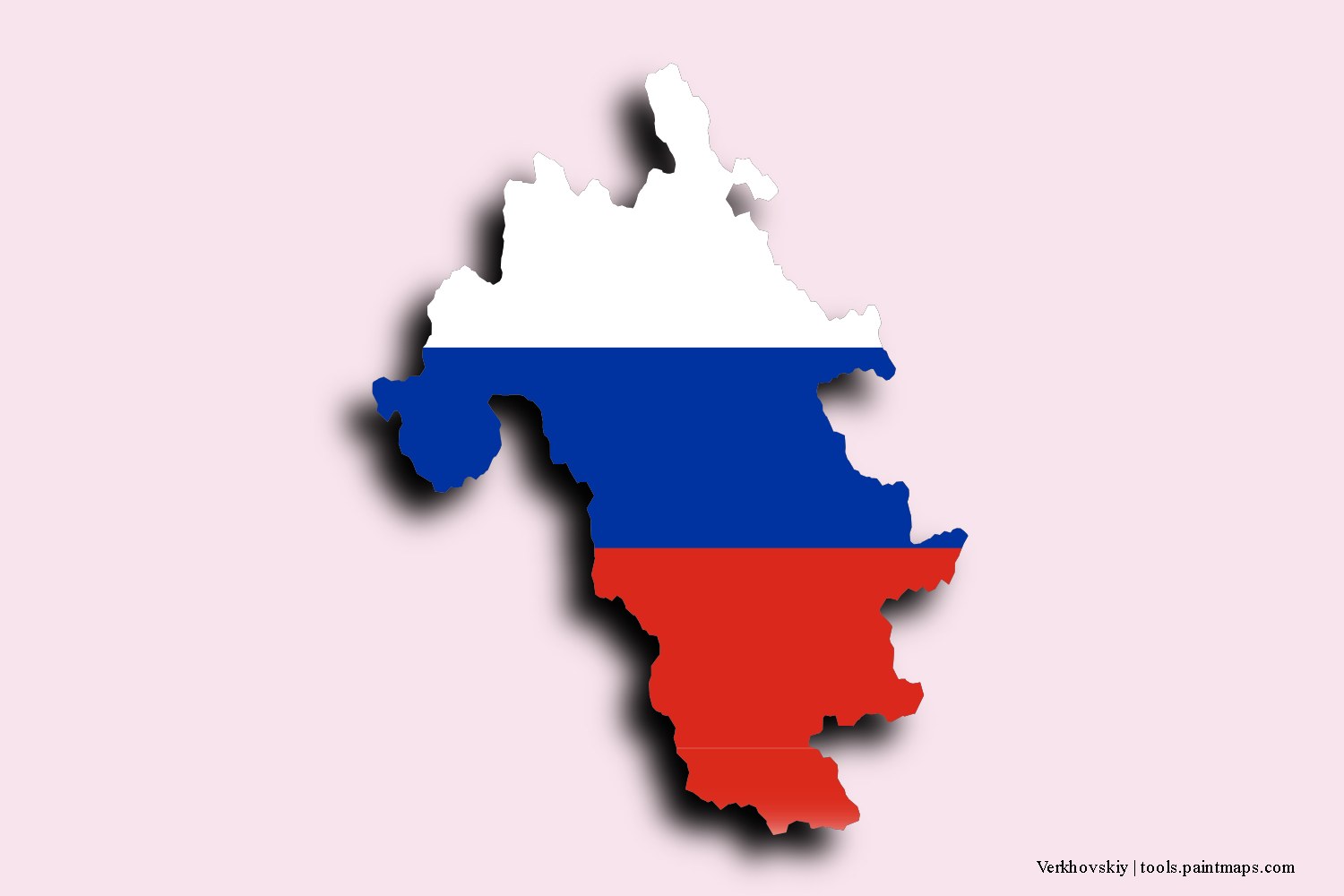 Mapa de la bandera de Verkhovskiy con efecto de sombra 3D