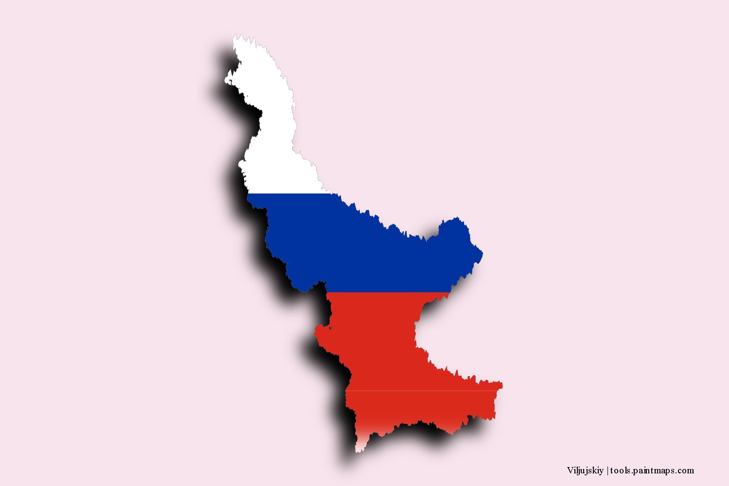 flag map of Viljujskiy with 3D shadow effect