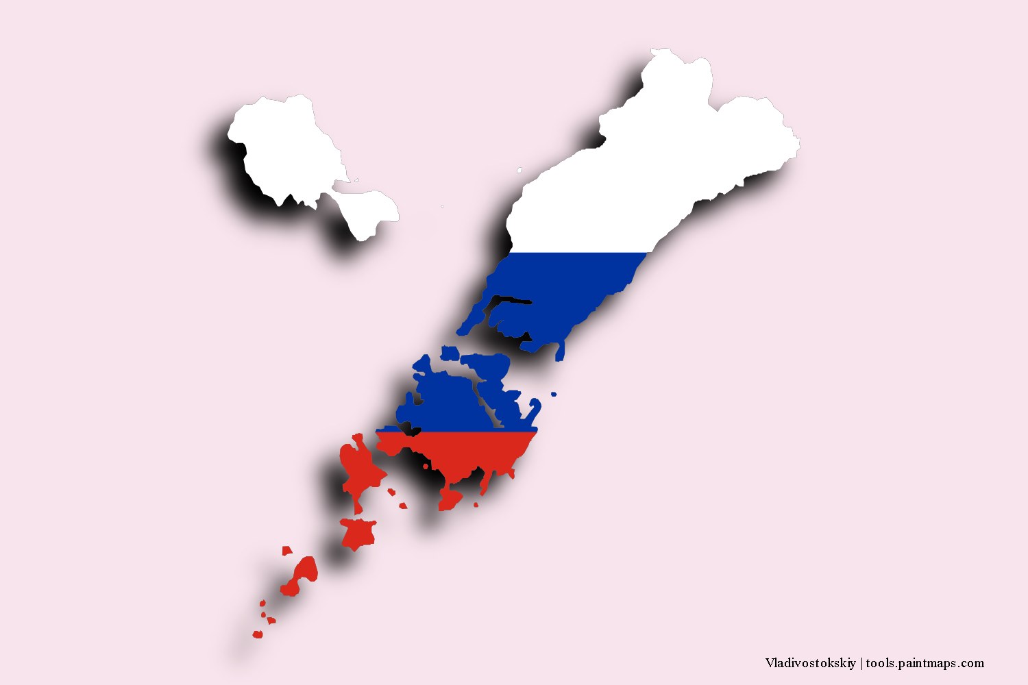 Mapa de la bandera de Vladivostokskiy con efecto de sombra 3D