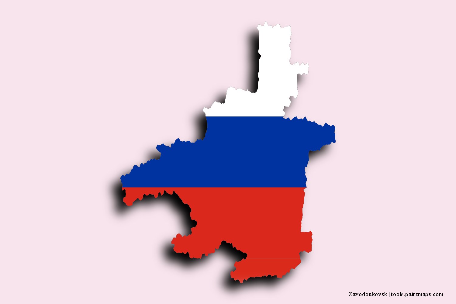 flag map of Zavodoukovsk with 3D shadow effect