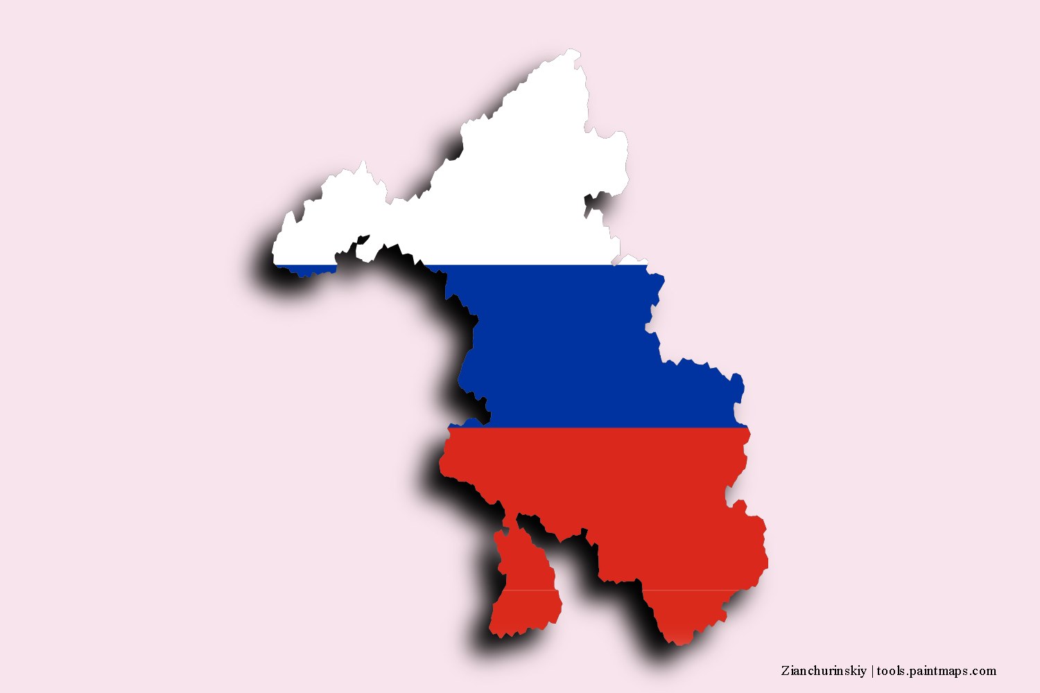 Mapa de la bandera de Zianchurinskiy con efecto de sombra 3D