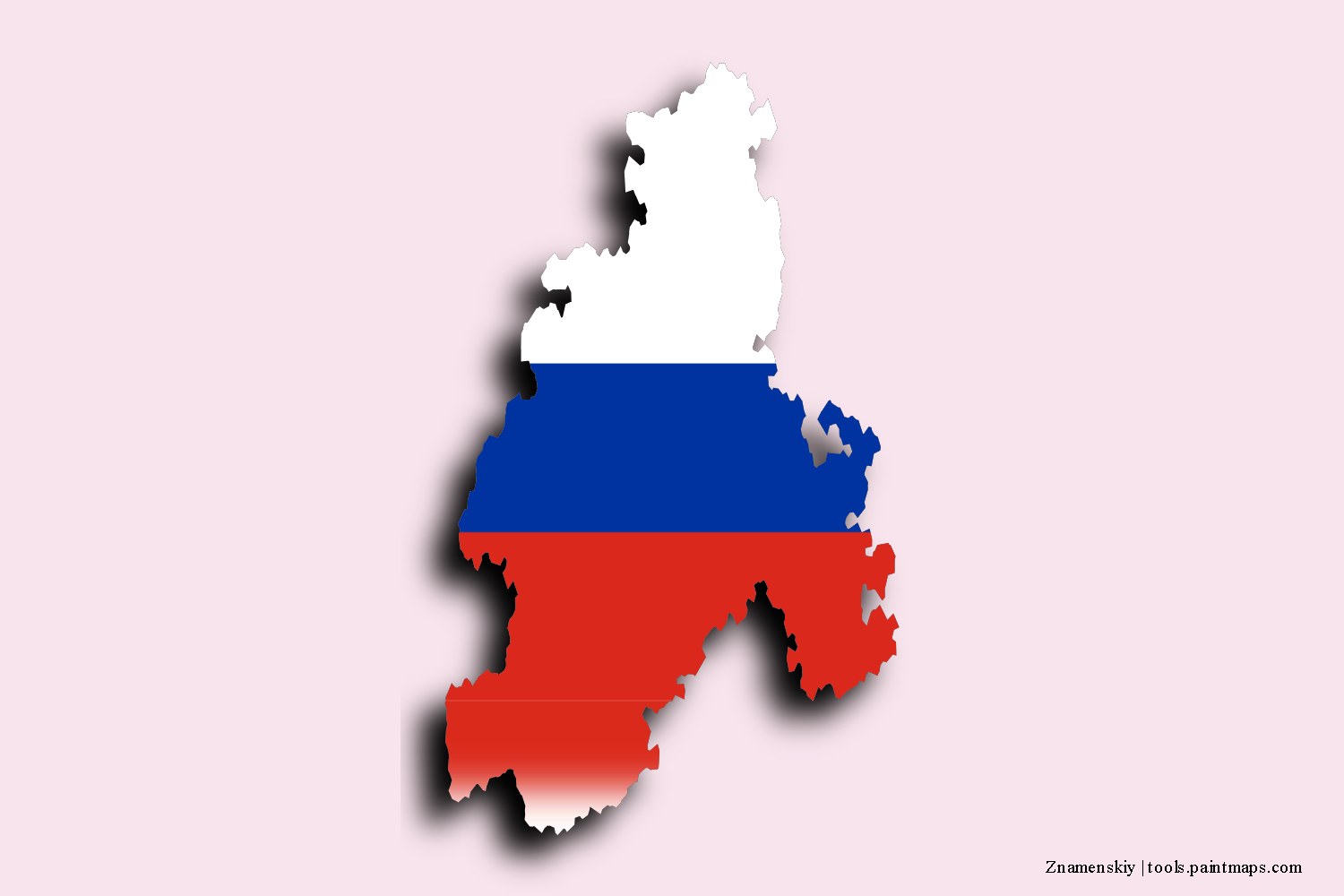 Mapa de la bandera de Znamenskiy con efecto de sombra 3D