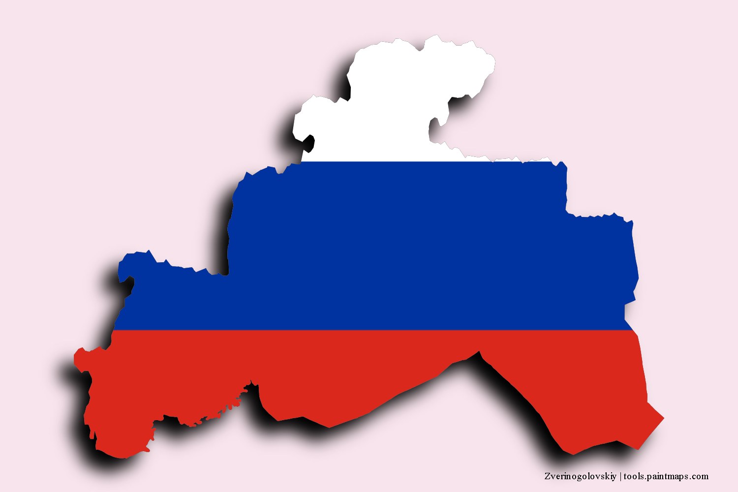 flag map of Zverinogolovskiy with 3D shadow effect