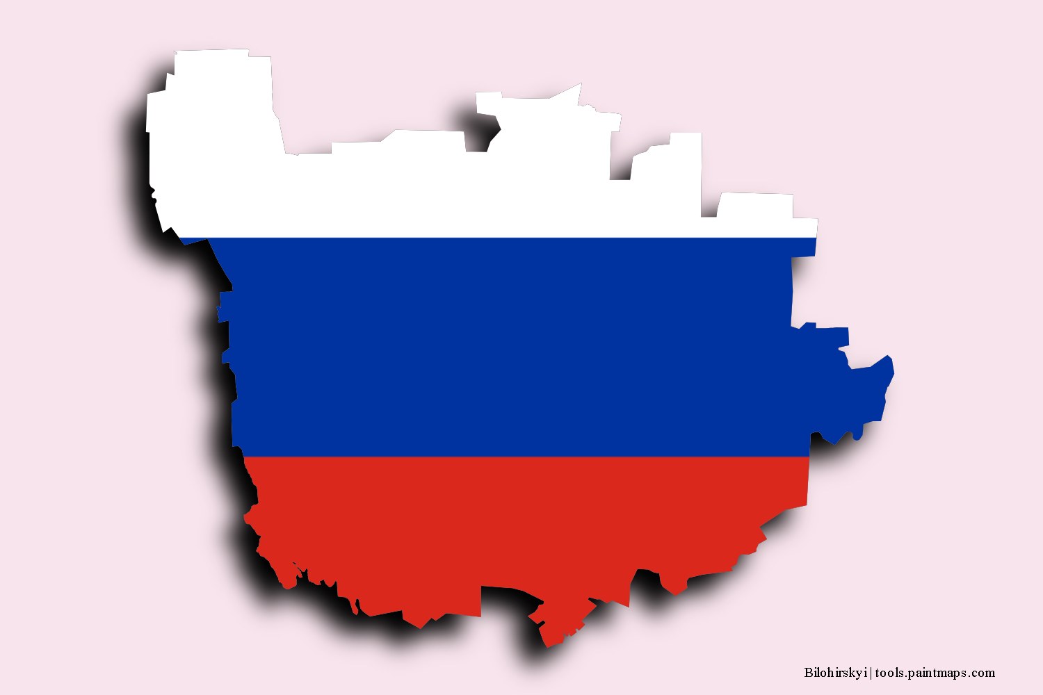 flag map of Bilohirskyi with 3D shadow effect