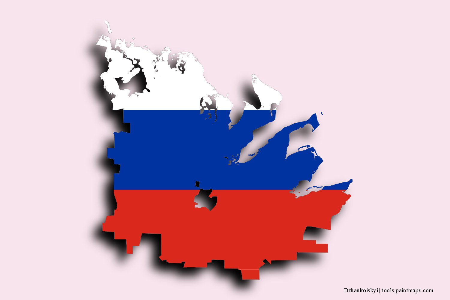 flag map of Dzhankoiskyi with 3D shadow effect