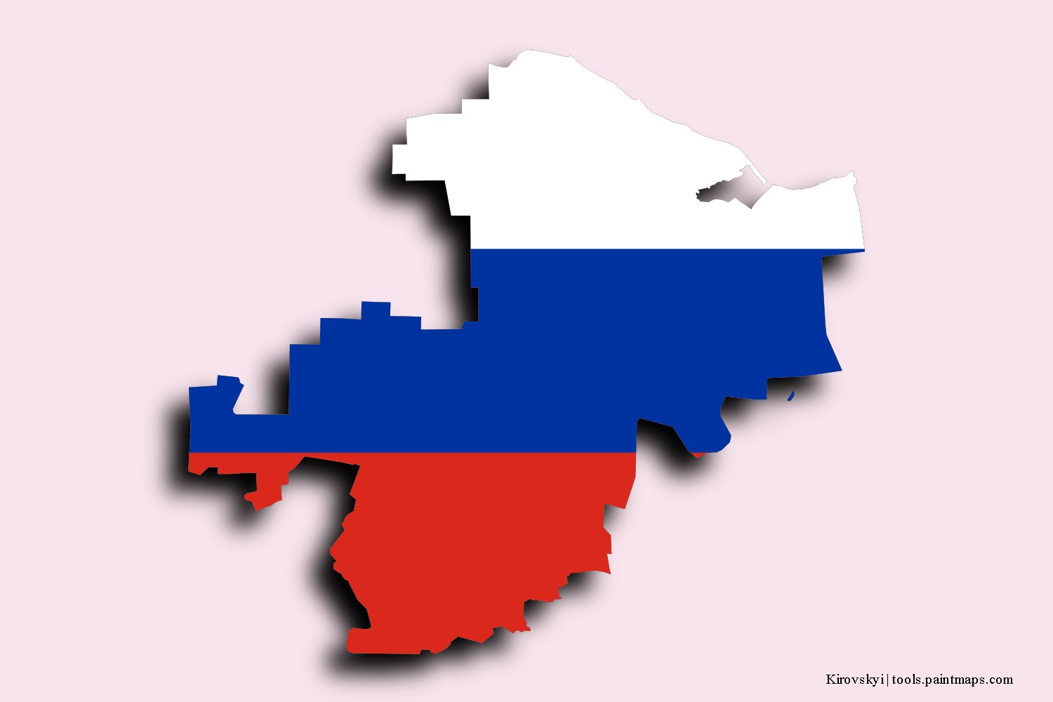 flag map of Kirovskyi with 3D shadow effect