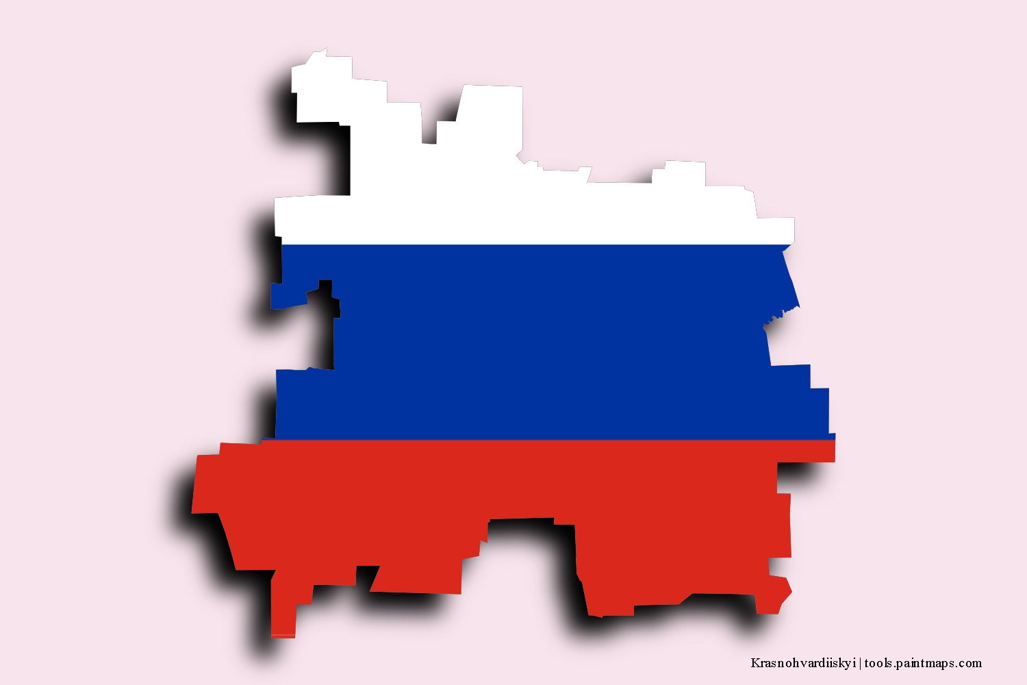 flag map of Krasnohvardiiskyi with 3D shadow effect