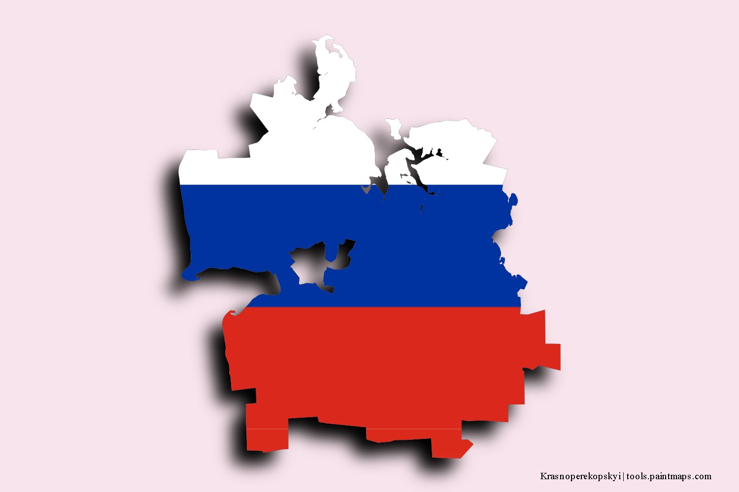 flag map of Krasnoperekopskyi with 3D shadow effect