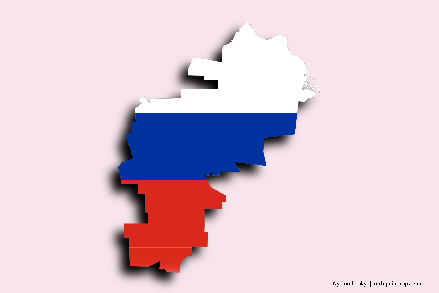 flag map of Nyzhnohirskyi with 3D shadow effect
