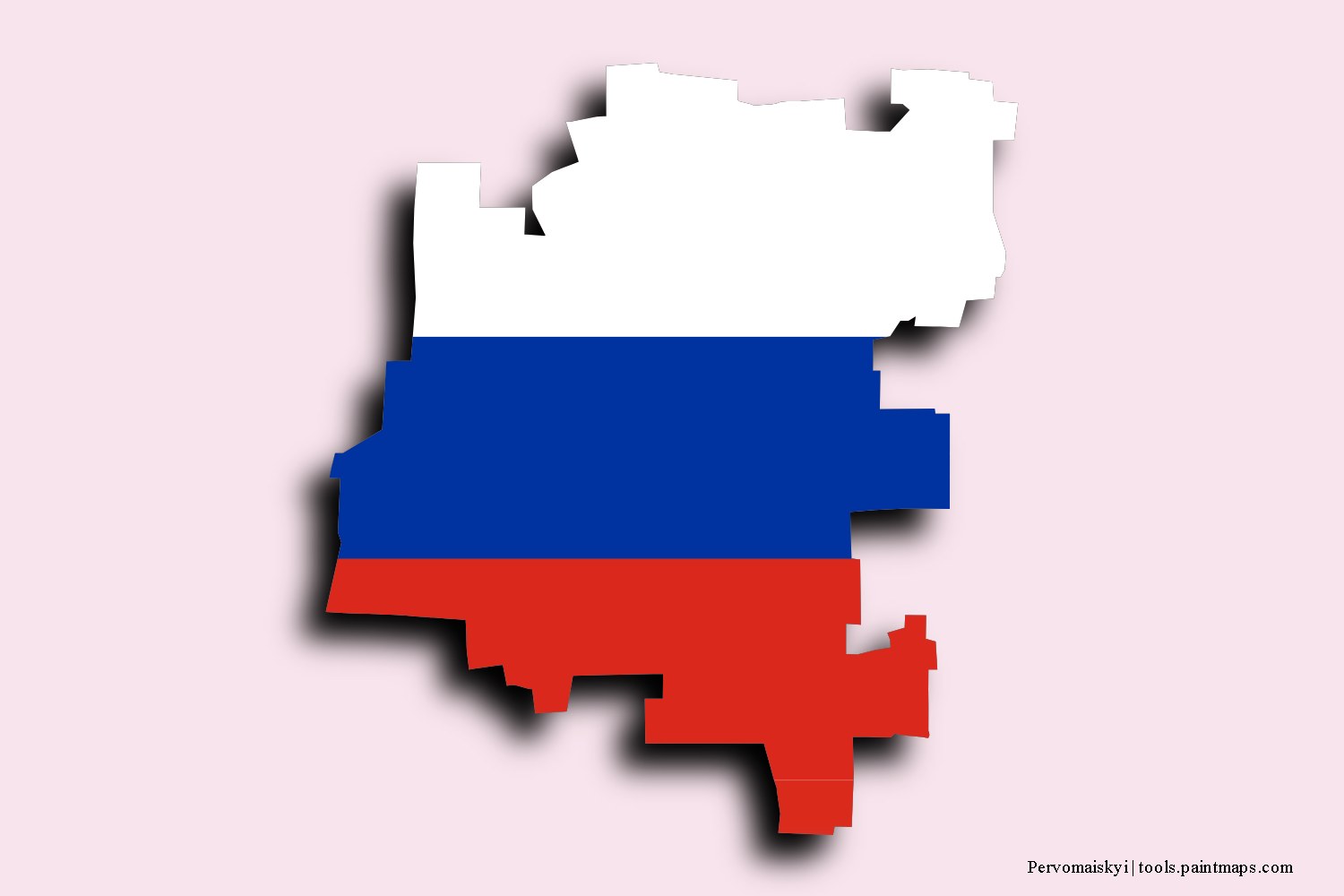 flag map of Pervomaiskyi with 3D shadow effect