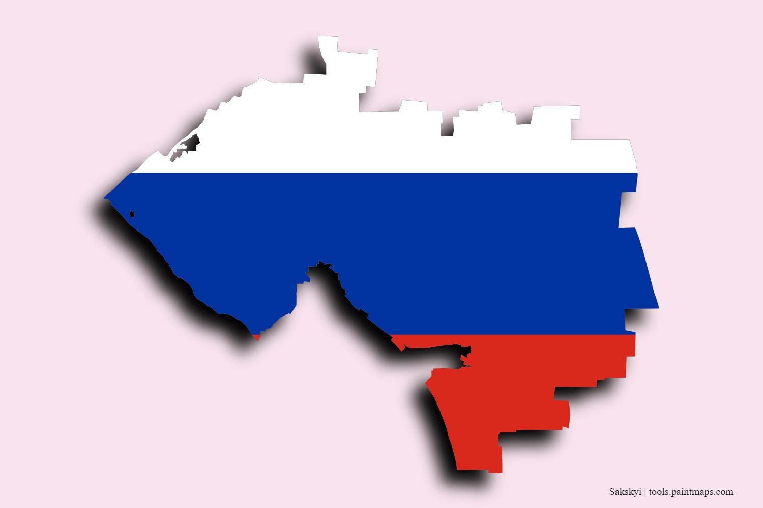 flag map of Sakskyi with 3D shadow effect