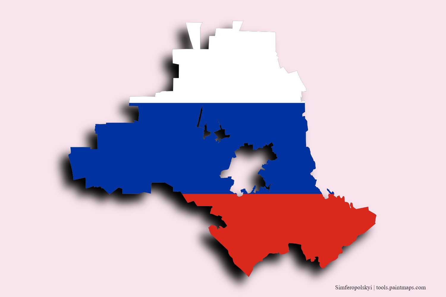 flag map of Simferopolskyi with 3D shadow effect