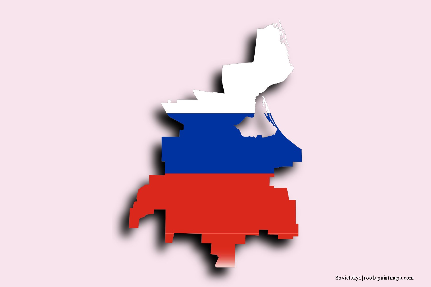 flag map of Sovietskyi with 3D shadow effect