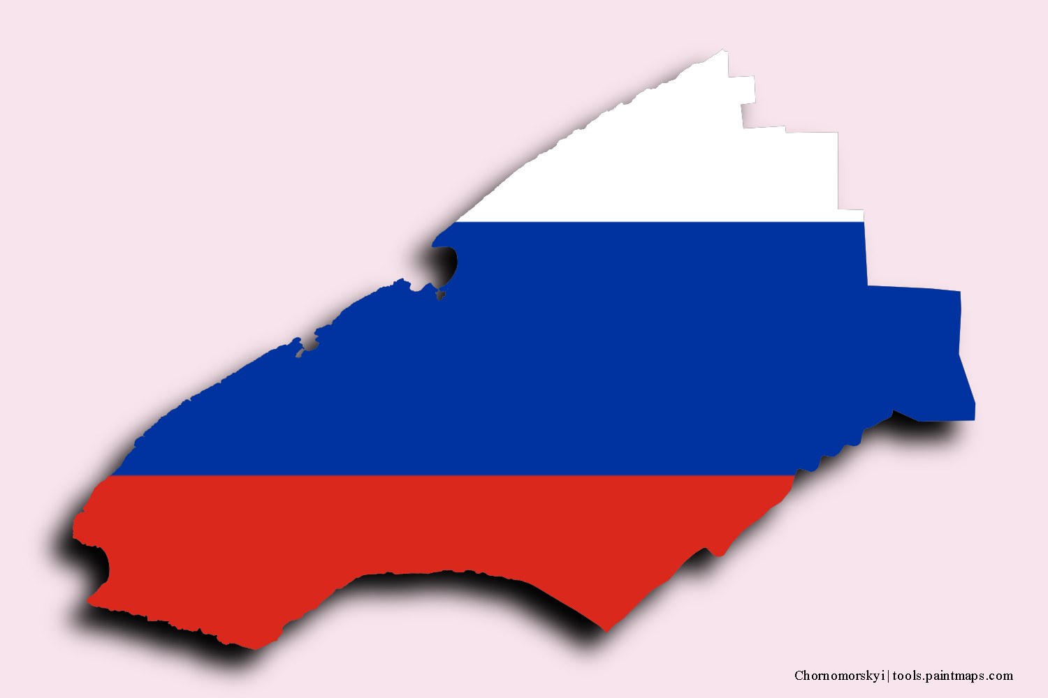 flag map of Chornomorskyi with 3D shadow effect
