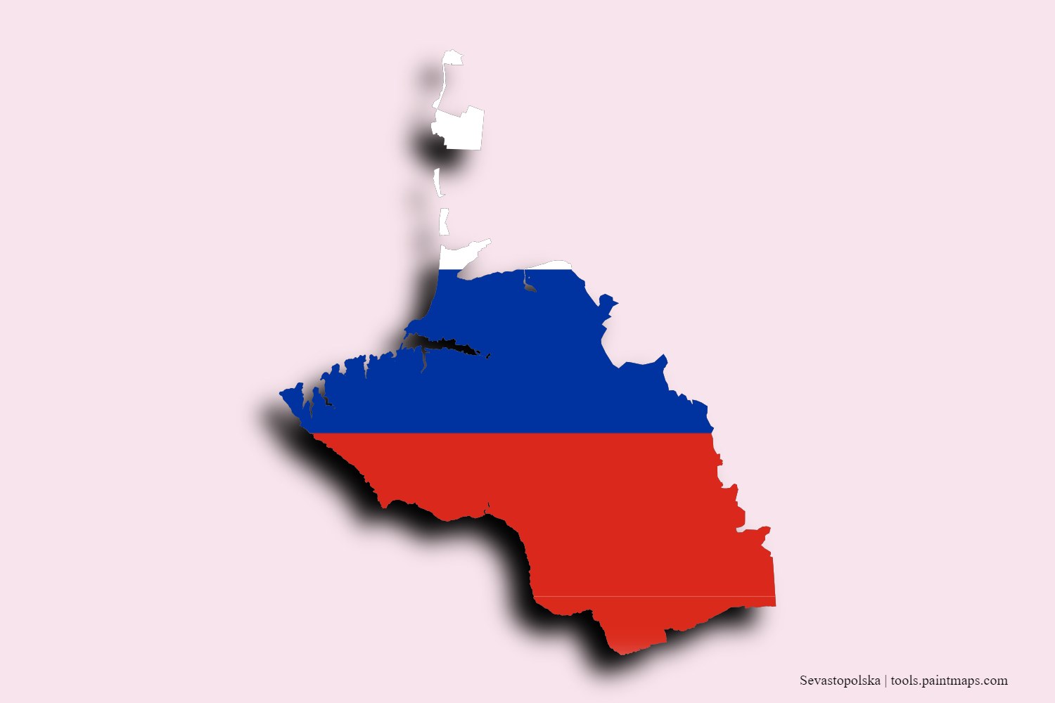 flag map of Sevastopolska with 3D shadow effect