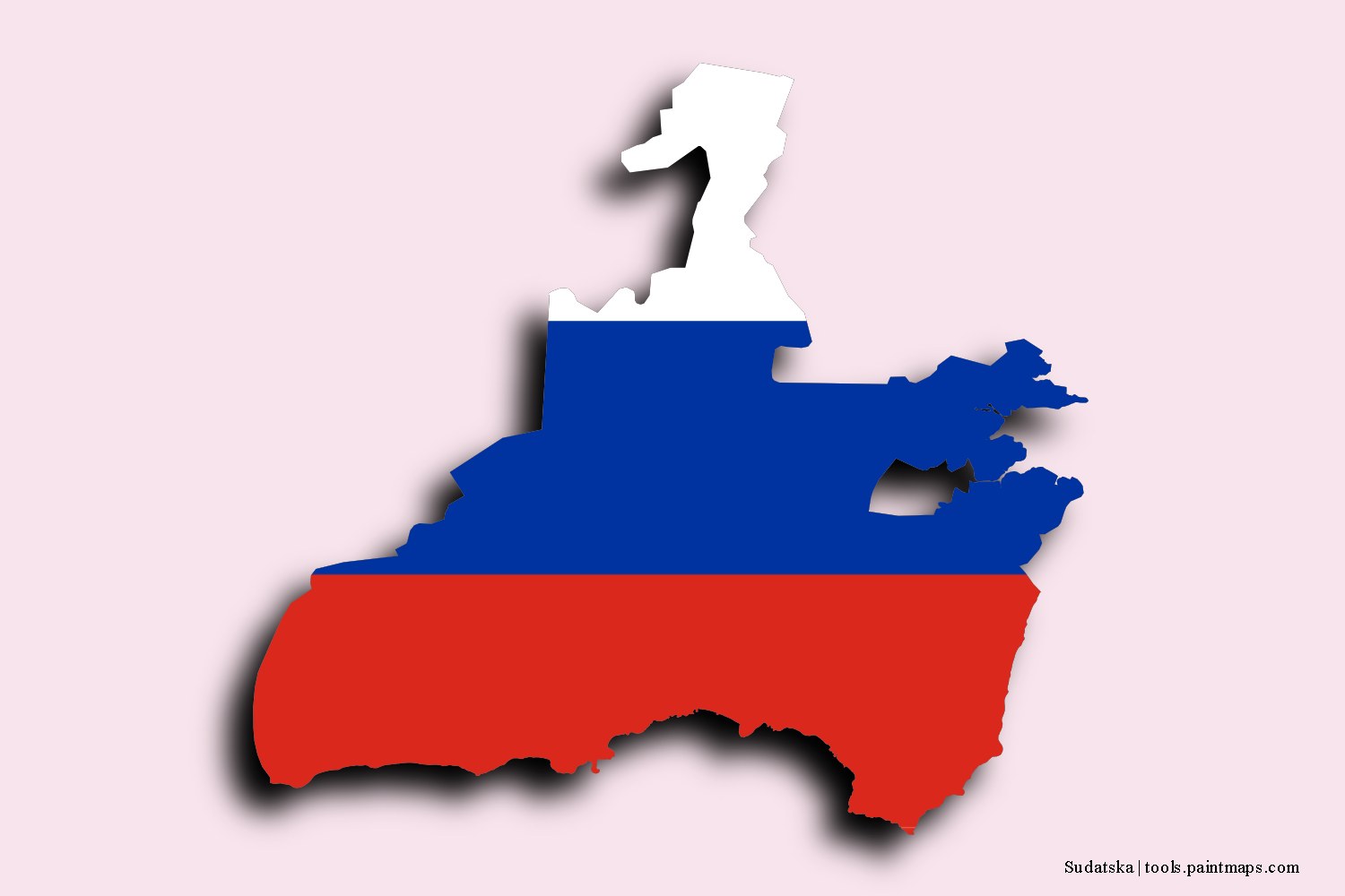 flag map of Sudatska with 3D shadow effect