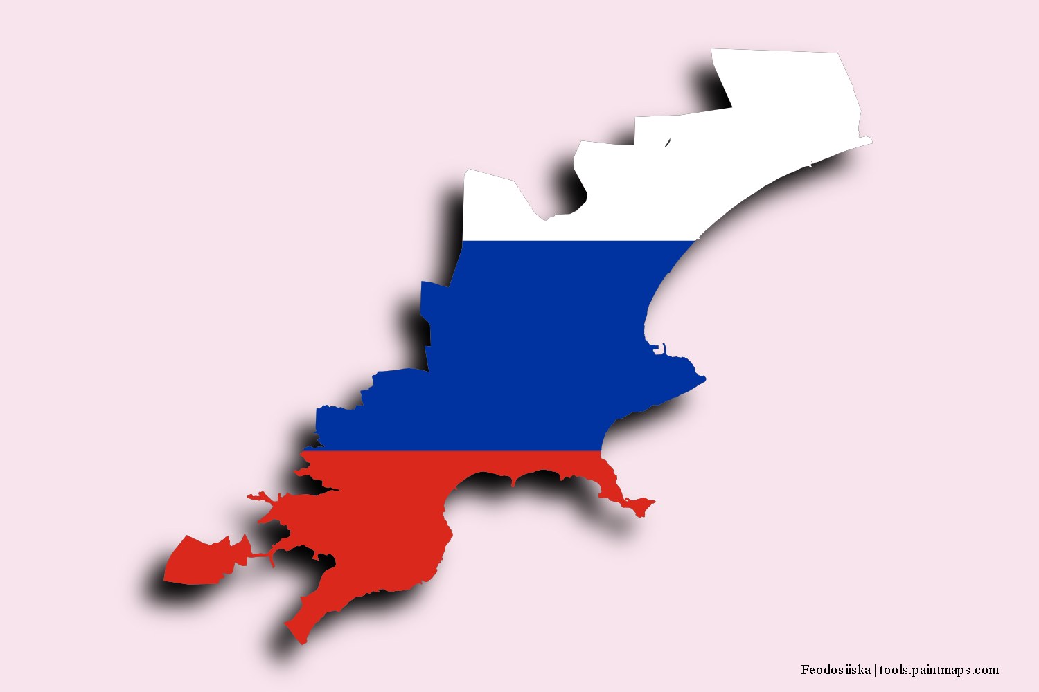 flag map of Feodosiiska with 3D shadow effect