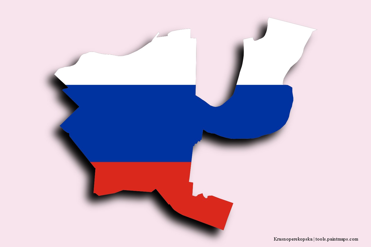 flag map of Krasnoperekopska with 3D shadow effect