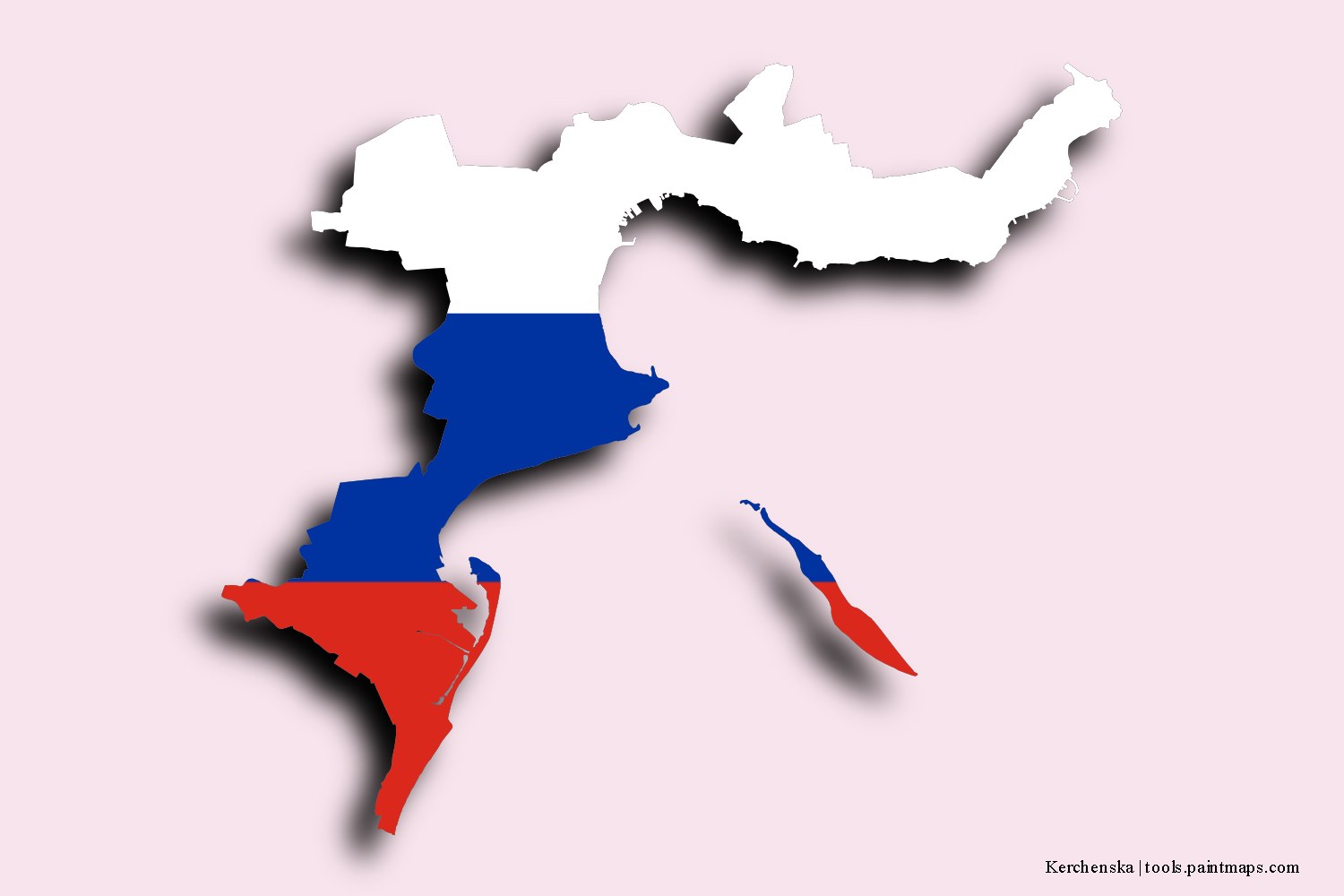 flag map of Kerchenska with 3D shadow effect