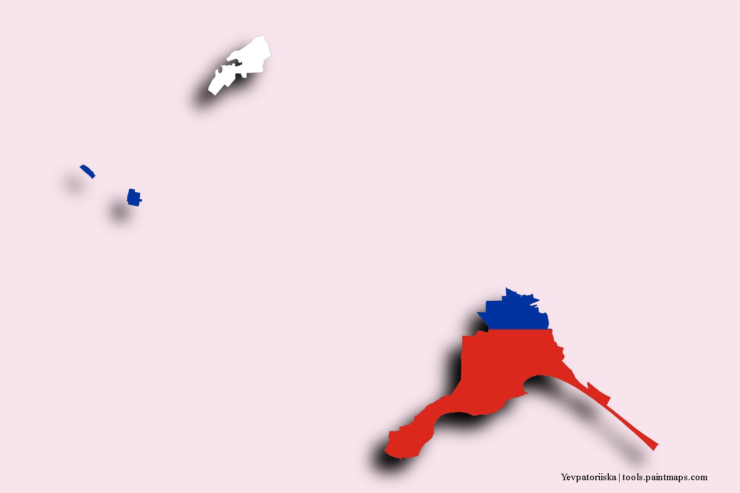 flag map of Yevpatoriiska with 3D shadow effect