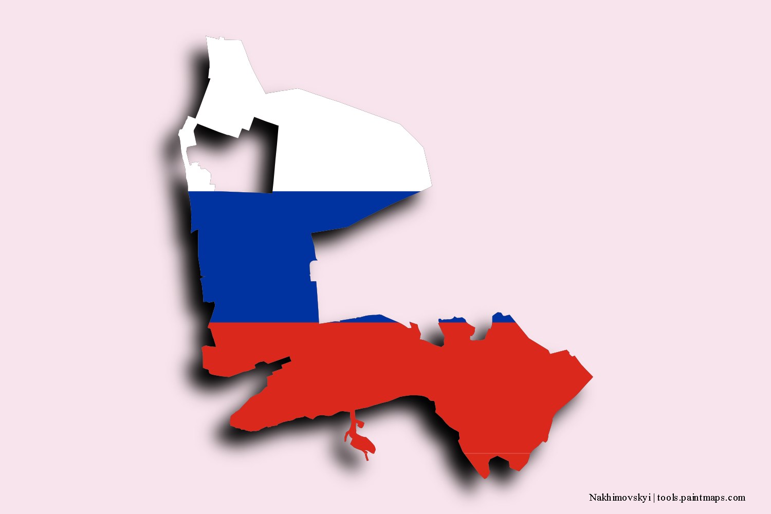 flag map of Nakhimovskyi with 3D shadow effect