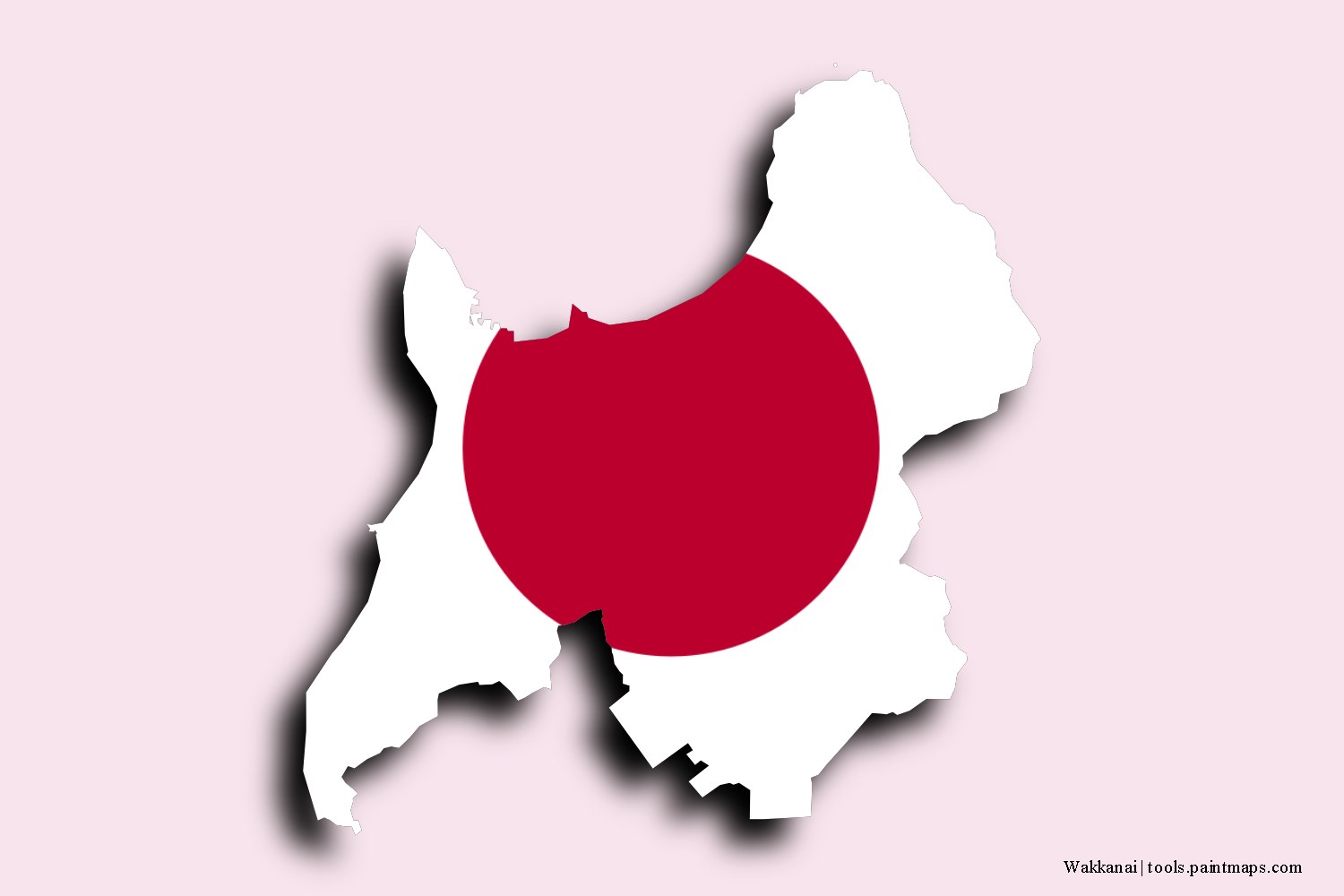 flag map of Wakkanai with 3D shadow effect