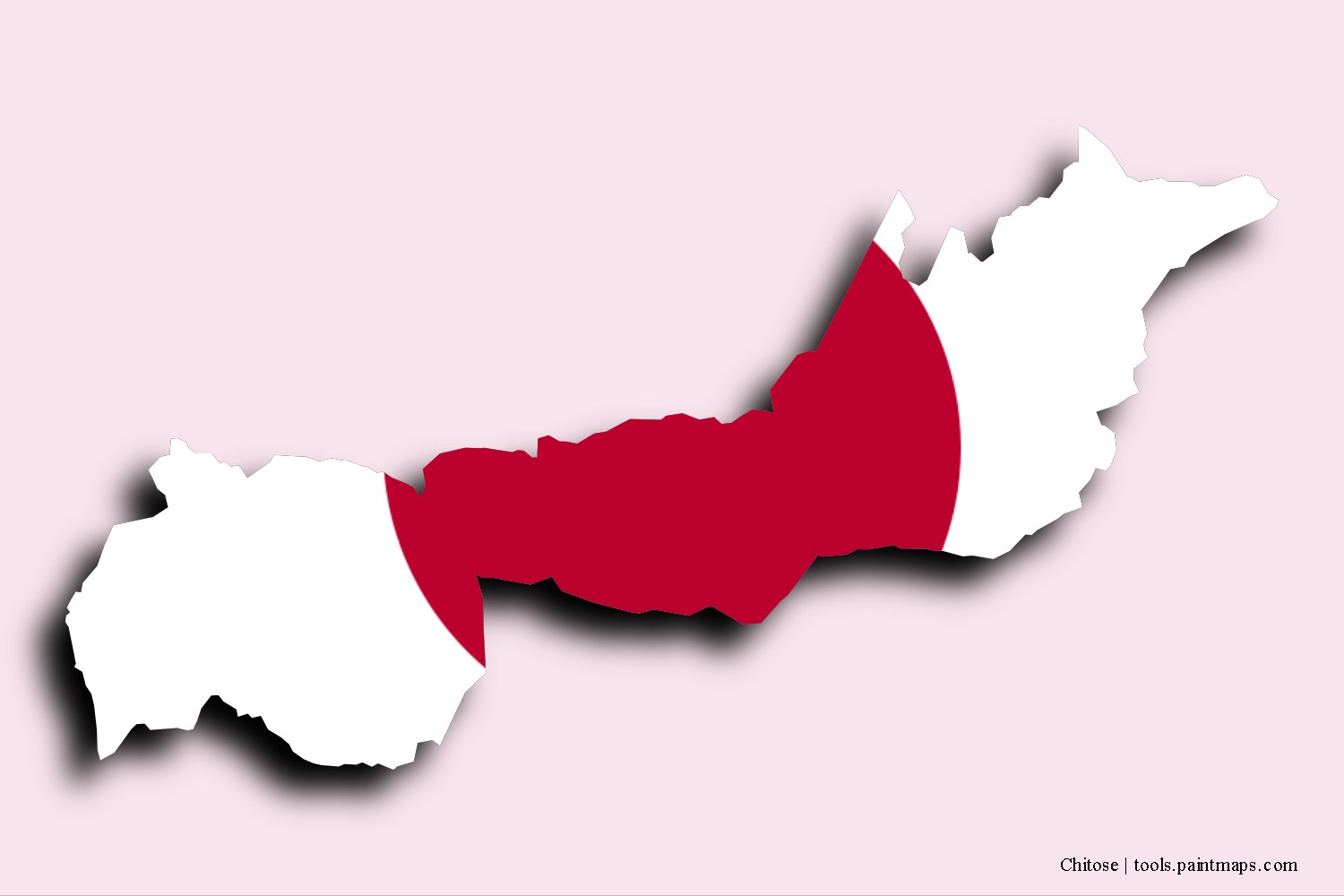 flag map of Chitose with 3D shadow effect