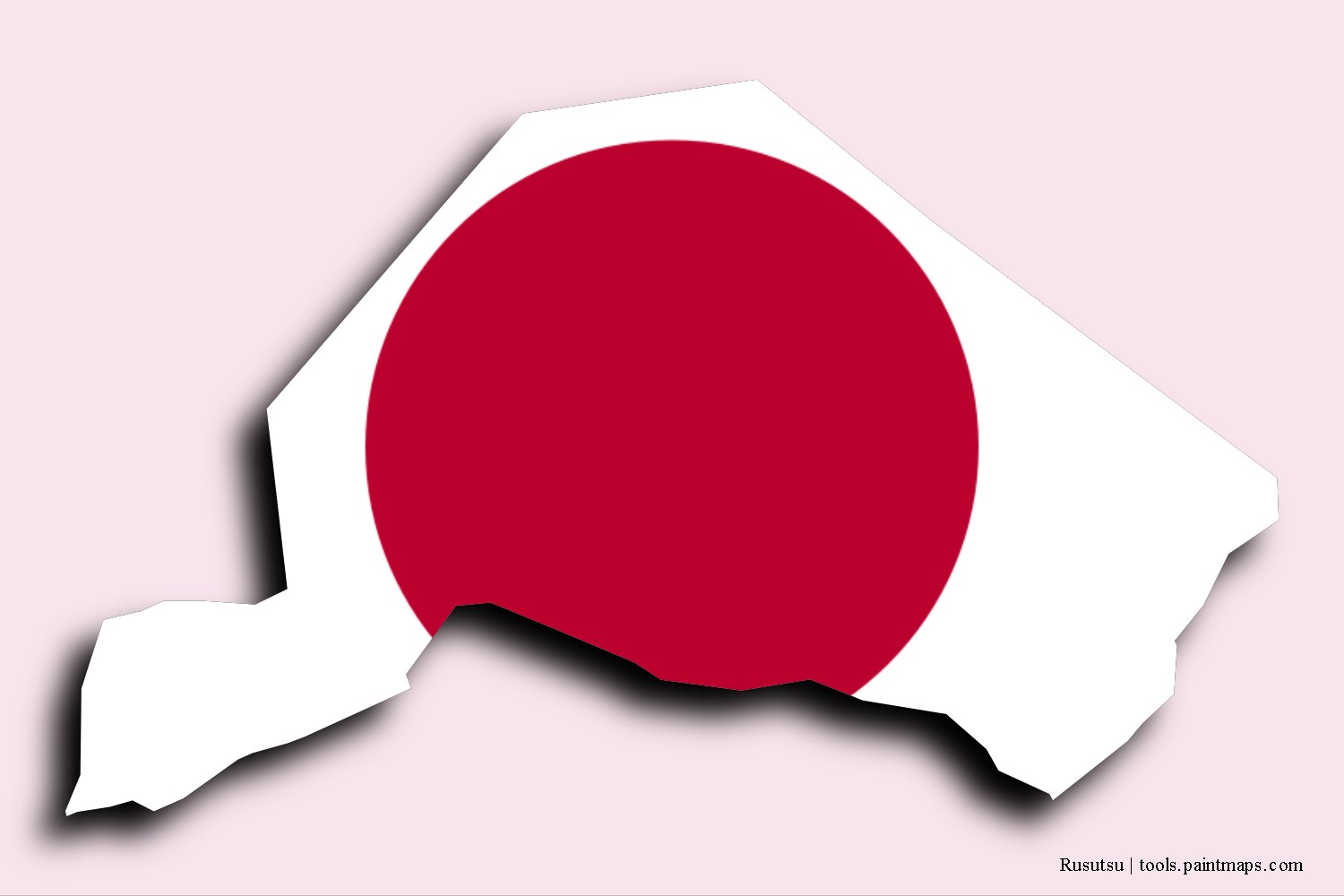 flag map of Rusutsu with 3D shadow effect