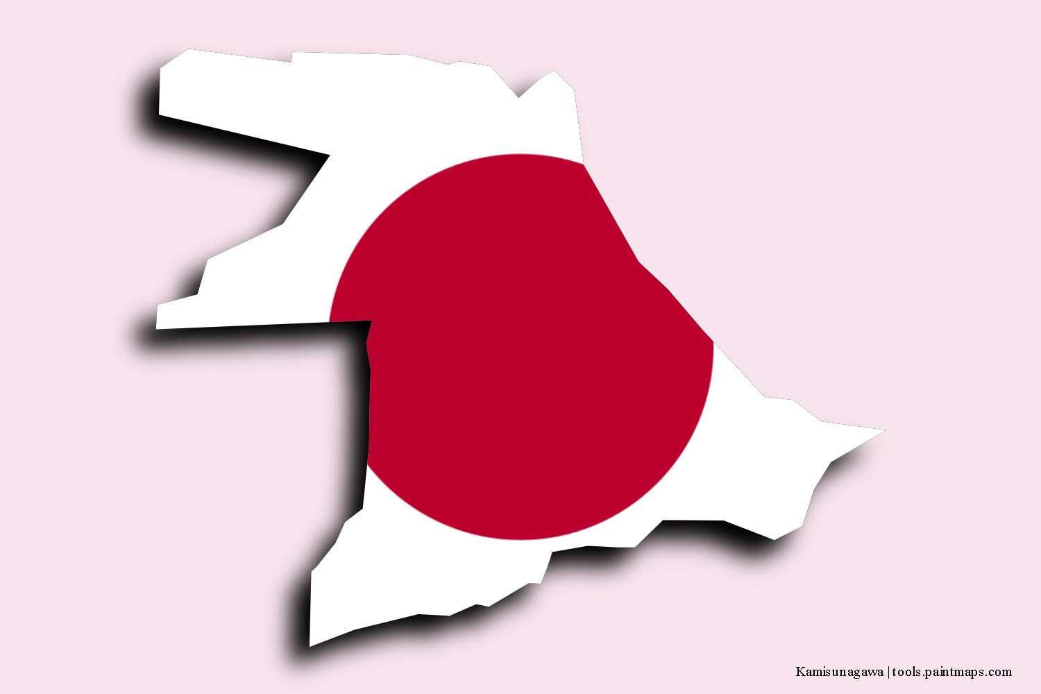 flag map of Kamisunagawa with 3D shadow effect